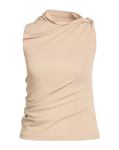 Courrèges Woman Top Beige Size 8 Viscose, Elastane In Neutral