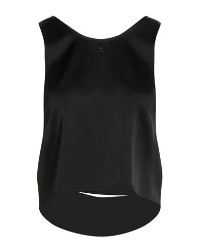 Courrèges Woman Top Black Size 6 Acetate, Polyester, Polyamide, Elastane