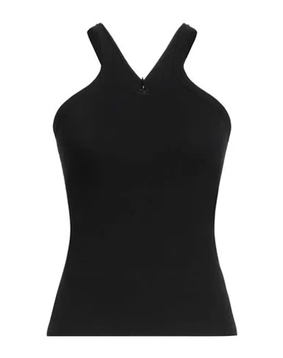 Courrèges Woman Top Black Size L Cotton, Elastane