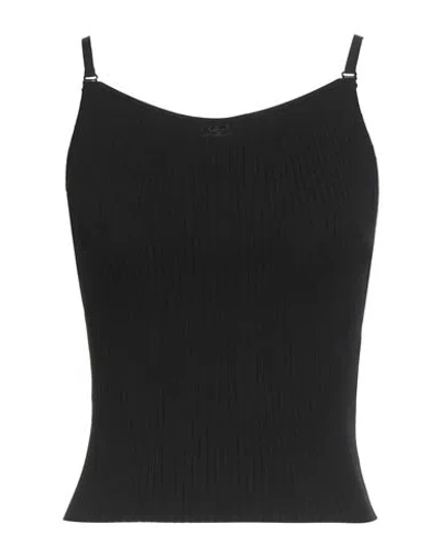 Courrèges Woman Top Black Size L Viscose, Polyester
