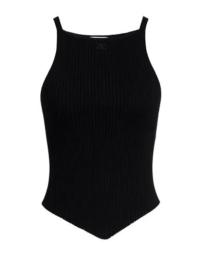 COURRÈGES COURRÈGES WOMAN TOP BLACK SIZE L VISCOSE, POLYESTER