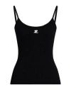 Courrèges Logo Ribbed Knit Tank Top In Black