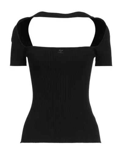 Courrèges Courreges Woman Top Black Size L Viscose, Polyester In Black