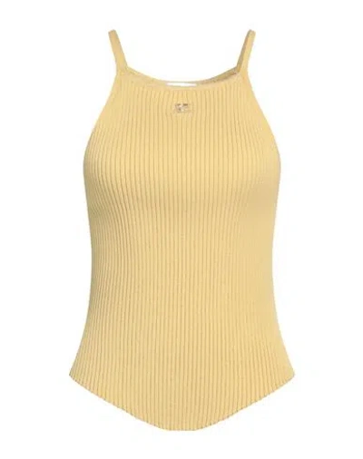 Courrèges Courreges Woman Top Mustard Size L Viscose, Polyester In Yellow