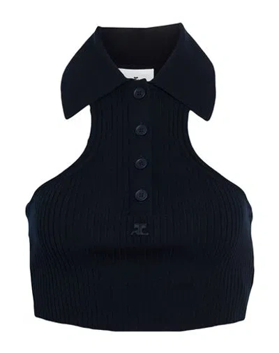 Courrèges Scuba Rib Knit Top In Blue