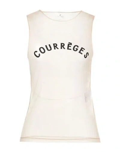 Courrèges Illusion Tulle Sleeveless Round Neck Top In White