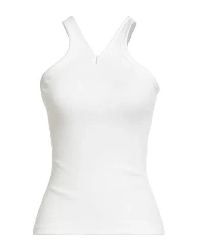 Courrèges Woman Top White Size L Cotton, Elastane