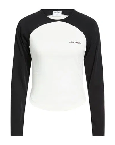 Courrèges Woman T-shirt White Size L Cotton In Black