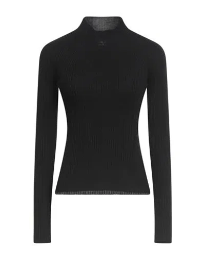 Courrèges Woman Turtleneck Black Size S Cotton, Merino Wool