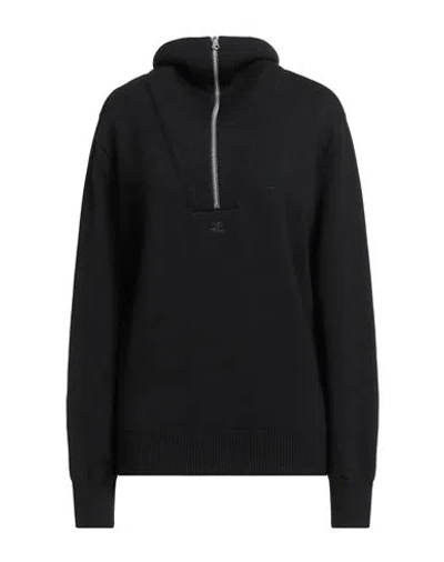 Courrèges Woman Turtleneck Black Size Xs Merino Wool, Polyamide