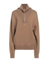Courrèges Courreges Woman Turtleneck Camel Size M Merino Wool, Polyamide