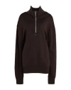 Courrèges Courreges Woman Turtleneck Dark Brown Size L Merino Wool, Polyamide