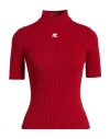 Courrèges Knit Viscose Blend Logo Top In Red