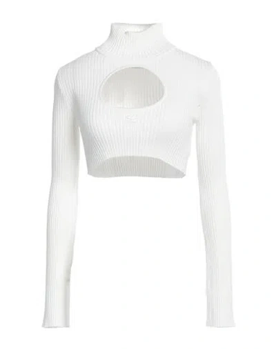 COURRÈGES COURREGES WOMAN TURTLENECK WHITE SIZE M VISCOSE, POLYESTER