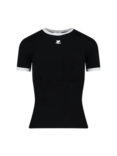 Courrèges Women's 100% Cotton Polo Shirt In Black
