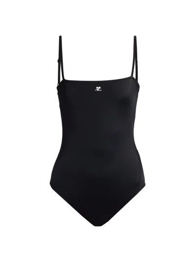 Courrèges Women's Ac Tech Crêpe One-piece Swimsuit In Black