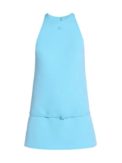 Courrèges Sleeveless Twill A-line Dress In White