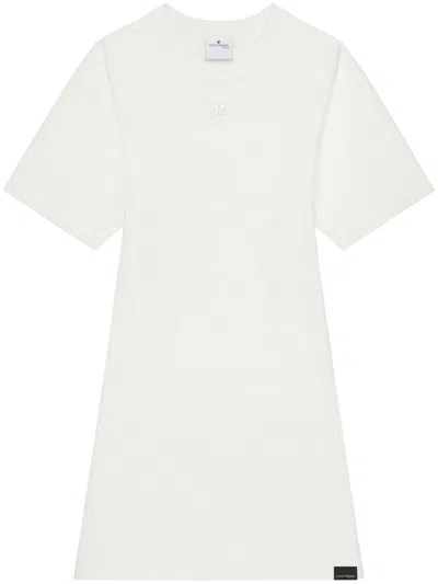 Courrèges Women's A-line Mini Dress With Embroidered Logo In Heritage White