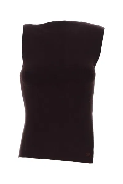 COURRÈGES COURREGES WOMEN AUBERGINE VISCOSE BLEND TANK TOP