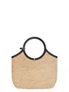 Courrèges Raphia Tote Bag With Circular Top Handles In Neutral