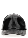 Courrèges Glossy Black Baseball Cap With Structured Silhouette In Black