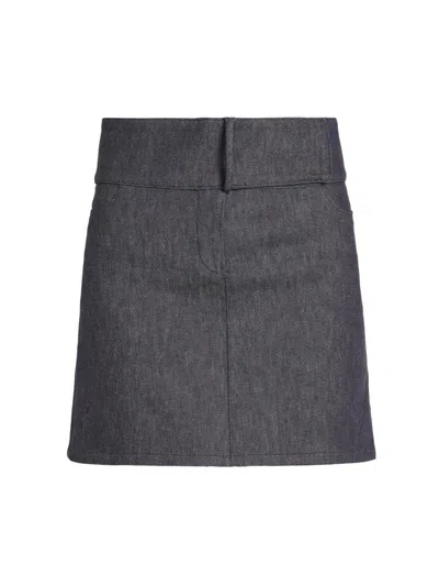 Courrèges Women's Belted Denim Miniskirt In Gray