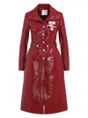 Courrèges Belted Tailored Coat With Glossy Finish In Red