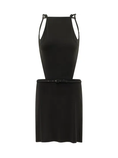 Courrèges Women Black Solid Halter Neck Midi Dress
