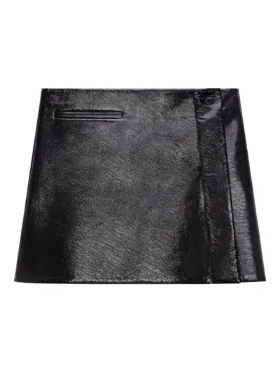 Courrèges Women Black Vinyl Mini Skirt