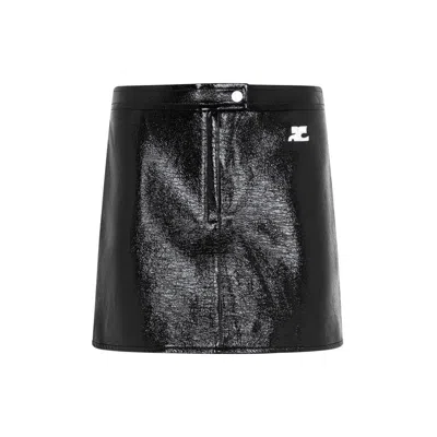 Courrèges Women Black Vinyl Mini Skirt. In Brown