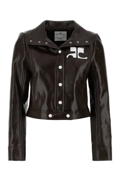 Courrèges Courreges Women Brown Vinyl Blazer In Black
