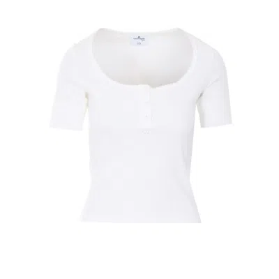 Courrèges Heritage White Buttoned 90s Top In Blue