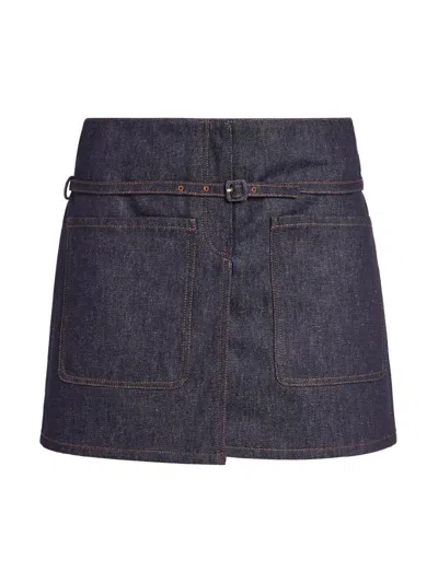 Courrèges Women's Cotton Denim Miniskirt In Brown
