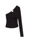 Courrèges Black Top With Asymmetric Design Twist Detailing One-shoulder