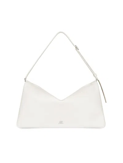 Courrèges Cuff Leather Shoulder Bag In White
