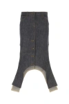 Courrèges Gray Reversed Denim Midi Skirt In Blue