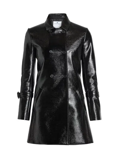 Courrèges Vinyl Trapeze-cut Double-breasted Coat In Black