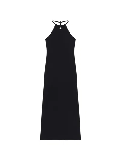 Courrèges Halter Neckline Midi Dress Sleeveless Design In Black