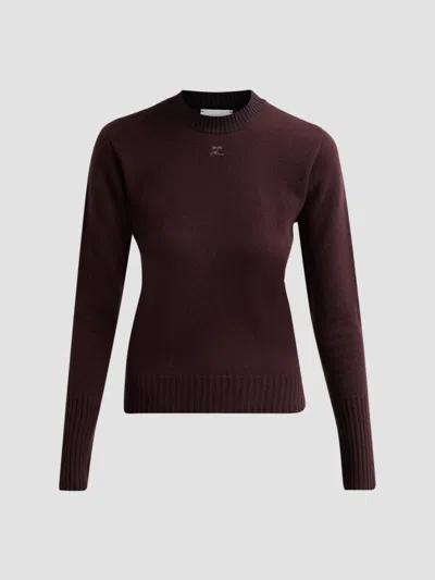Courrèges Women's Fitted Wool Crewneck Sweater In Purple