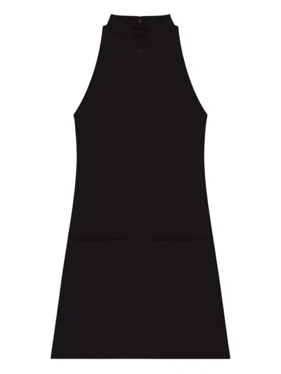 Courrèges Halter Neck Mini Length Dress With Side Pockets In Black