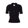 Courrèges Courreges Women Iconic Rib Knit Polo Shirt In Black