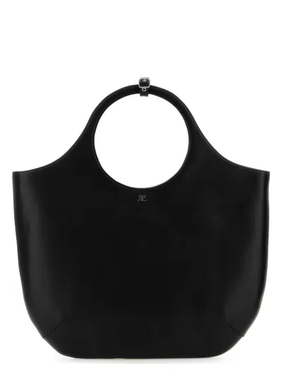 Courrèges Women's Leather Large Holy Handbag In Black