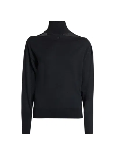 Courrèges Shoulder Cutout Merino Wool Sweater In Black