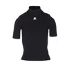 Courrèges Reedition Short Sleeves Rib Knit Sweater In Black