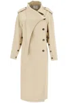 Courrèges Long Trench Coat With Asymmetrical Closure In Beige