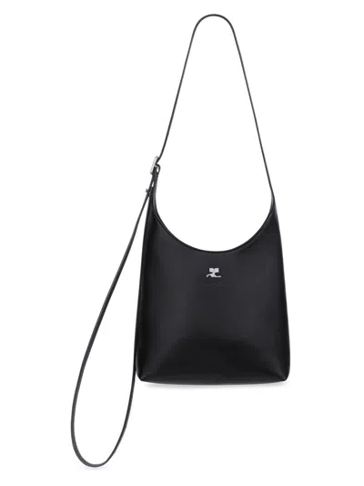 Courrèges Shoulder Bag Shopper Adjustable Strap Top Handle In Black