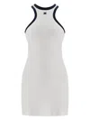 Courrèges White Cotton Mini Dress With Navy Blue Details And Halter Neck In White