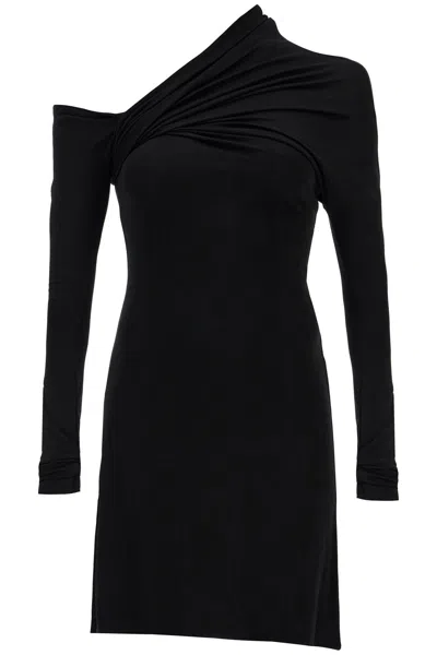 Courrèges Mini Twist Crepe Dress With In Black