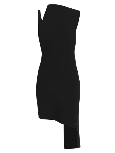 Courrèges Women's Oblique Asymmetric Sheath Dress In Black