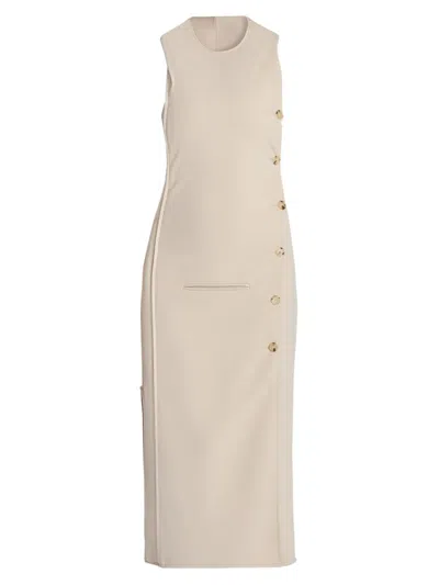 Courrèges Women's Oblique Space Side-button Midi-dress In Neutral